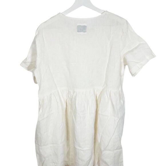 Shiny by Nature Princess 100% Linen Ivory-White Dress Pockets Womens Size Small - Picture 10 of 11